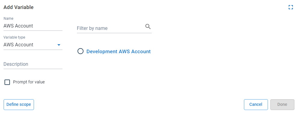 AWS Account Variable Selection